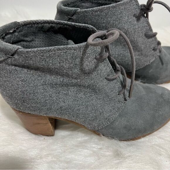 Toms Lunata Grey Suede Block Heeled Lace-Up Booties‎ -- 8.5 - Picture 4 of 13